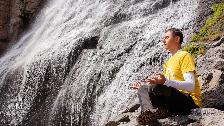 водопад, медитация фото