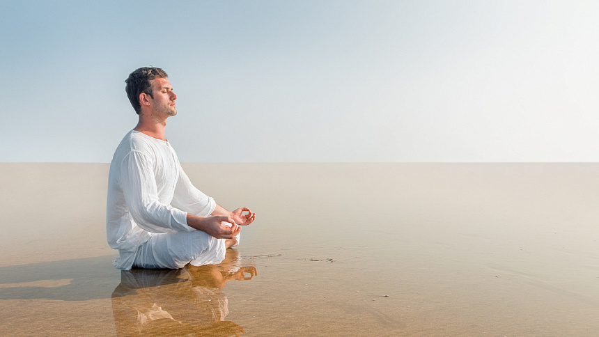 пляж, море, медитация