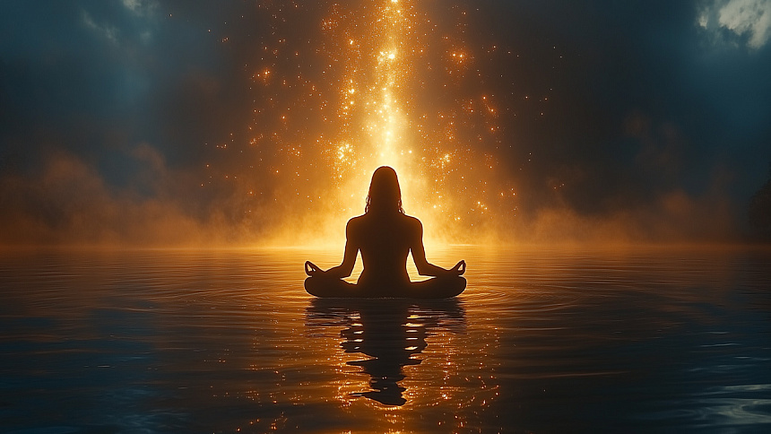 медитация и золотой свет фото